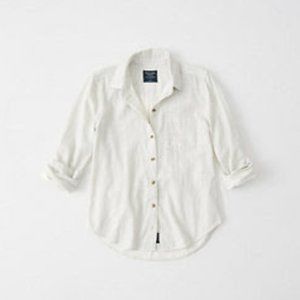 NWT Abercrombie Button Up Shirt - Vertical Cream Stripe - Small